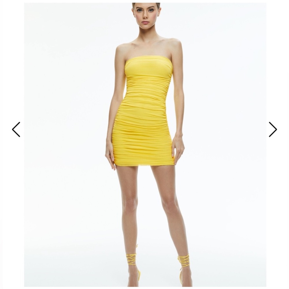 EUC Alice + Olivia CRUZ RUCHED STRAPLESS MINI DRESS 8